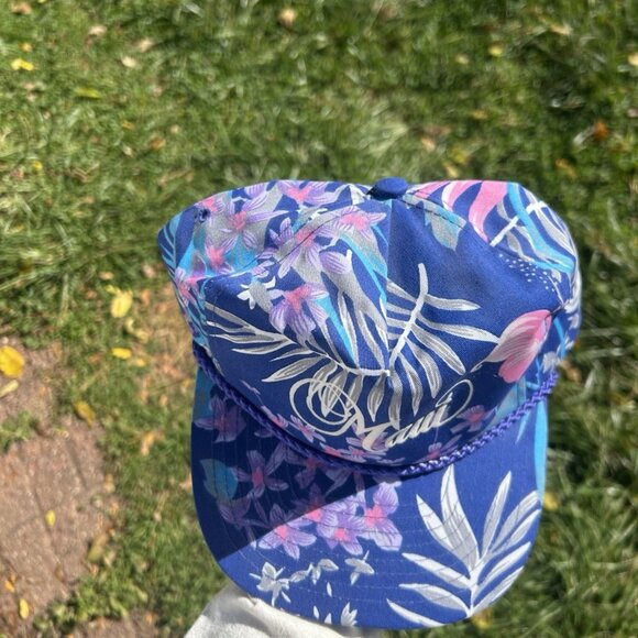 Vintage SnapBack hat cap Maui Hawaii floral multicolor tropical beach island - Picture 3 of 8